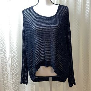 Jennifer Lopez Semi Sheer Metallic Crop Sweater L